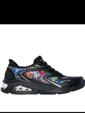 Skechers Black Sneaker with Vibrant Multicolor Wave Panels